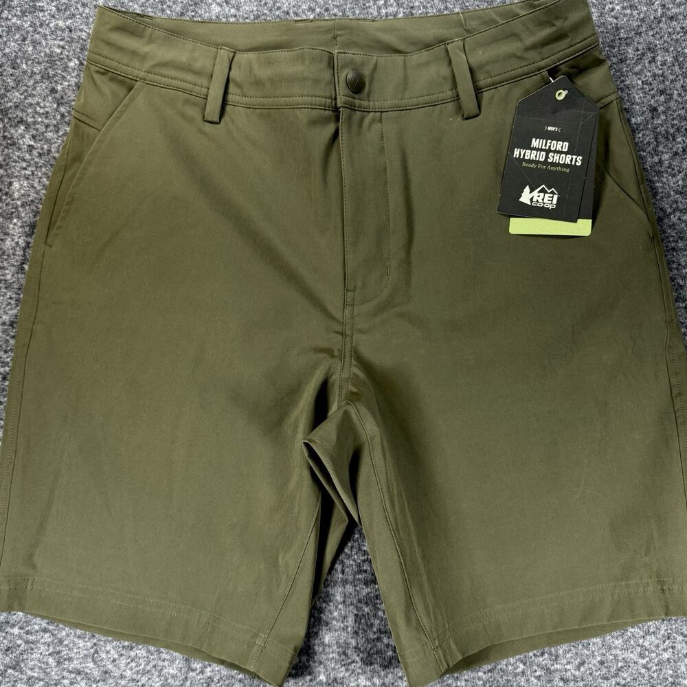 REI Men’s Milford Hybrid Army Green Shorts Durable Stretchy Quick Dry UPF A226
